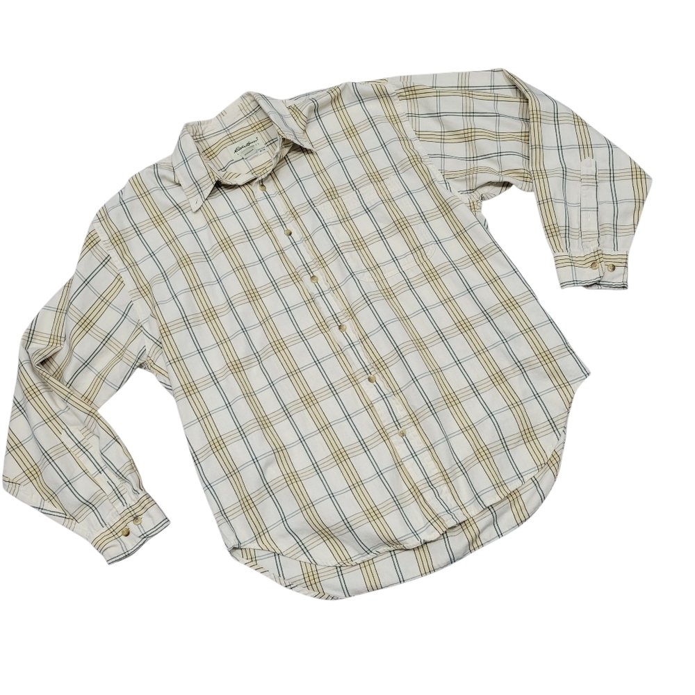 Eddie Bauer Men's Long Sleeve Button Up Shirt Size Medium Yellow - Picture 2 of 6
